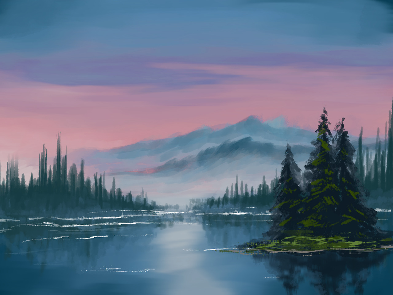 painted along with bob ross for a warmup