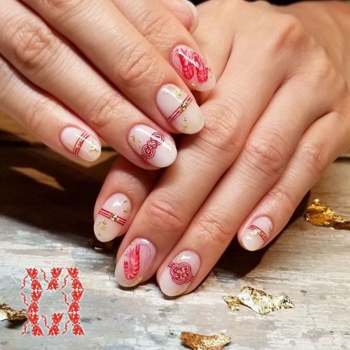 Japanese style nail arts！#寿ネイル　Produced by @nailsalonavarice_harajuku Call us for appointments!!(+81