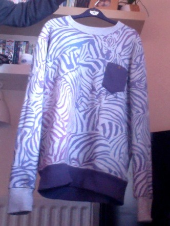 purple zebra print jumper