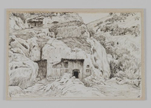 artist-tissot:Tombs In the Valley of Hinnom, 1889, James TissotMedium: pen,ink