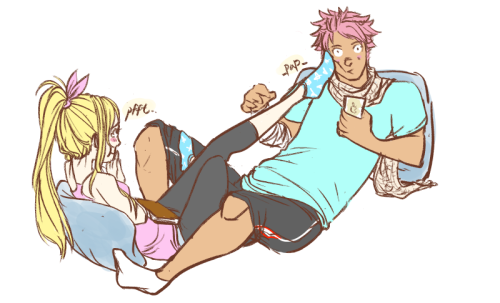 princessheartfilia:  brain: put ur foot on his faceme: whybrain: u gotta.//looks at pile of unfinished bday gifts and requestshahaha…hah..long time no nalu right guys //sweats nervously