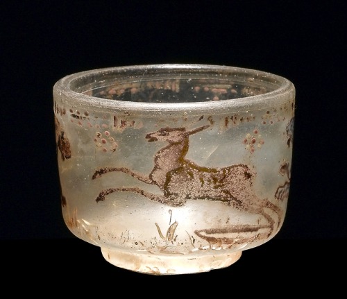 theancientwayoflife:~ Circus glass cup from Nordrup.Culture: RomanPlace of origin: Denmark