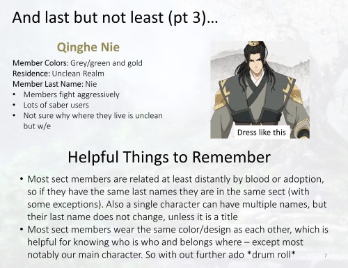 Hello Loves!So I made a thing. This guide is made to be a character introduction for the donghua (an