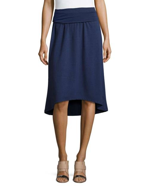 Shirred Waist Skirt, Navy