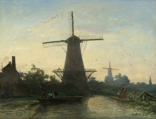 catonhottinroof:  Johan Barthold Jongkind (1819-1891), Windmill near Delft, 1857 Paul Gabriël (1828-1903), A mill on a polder, c.1889 Johan Barthold Jongkind, Mills in Rotterdam, 1857 Paul Gabriël, Windmill on a pond Jacob Isaackszoon van Ruisdael