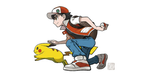 shelgon:New Ken Sugimori  artwork of Red and Pikachu commemorating the 20th anniversary of Pokémon C