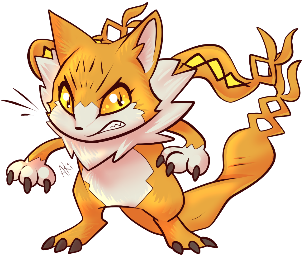 aki-art:  My take on the mysterious cat digimon from the Digimon Tri trailer! A lot