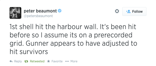 redphilistine:  Peter Beaumont, journalist for The Guardian in Gaza, on the shelling that killed four children playing on the beach [tweet] [tweet] [tweet] 