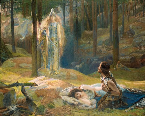 nickkahler:Gaston Bussiere, The Revelation: Brünnhilde Discovering Sieglinde, c. 1900