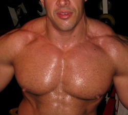 Fuckyeahpecs:  Looks Like He Needs Cleaning Up—His Pecs, His Nips.  Any Of My