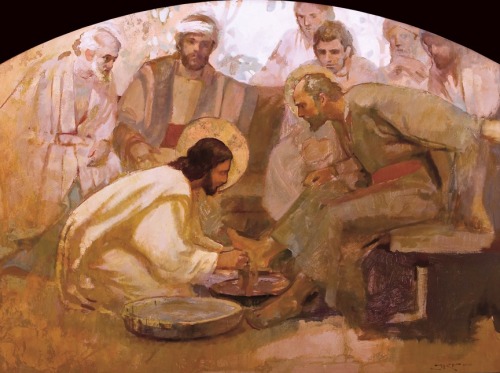 burning-lampstand:“Greatest in the Kingdom II” by J. Kirk RichardsThe Washing of the Disciples’ Feet