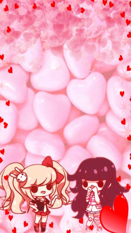 oblivion-kinhelp:Lovecore Junko + Mikan phone wallpapers for Anon!♡♡♡Hey! These were really fun