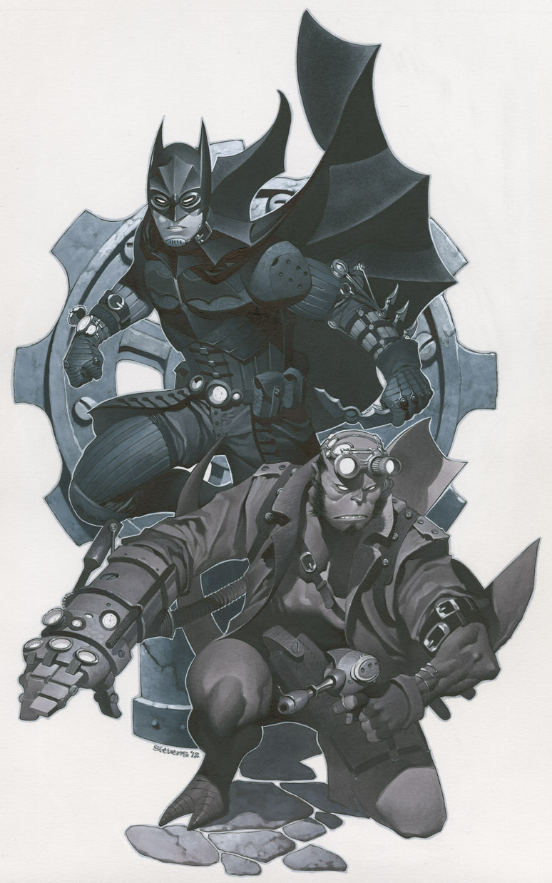 brianmichaelbendis:  Batman &amp; Hellboy by Christopher Stevens 