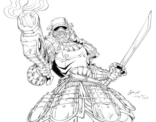 onichild-art: Hopping on that Star Wars gravy train Samurai Storm Trooper based off the Bandai Tamas