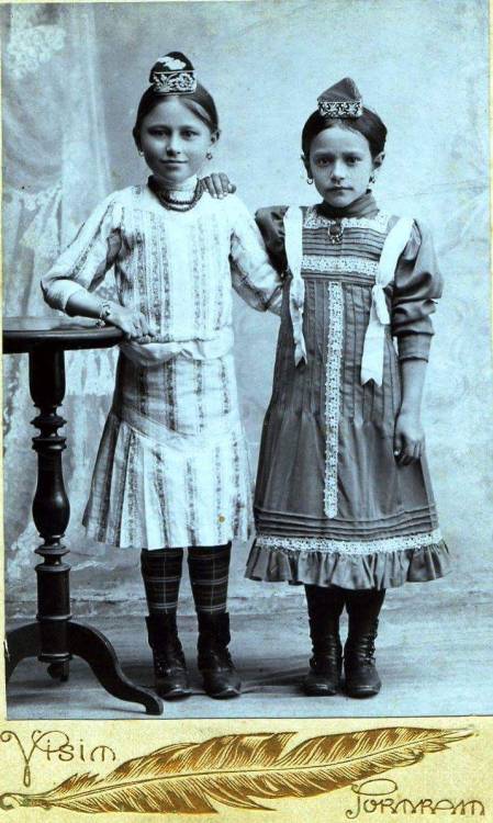 Little Tatar girls, old Russia.