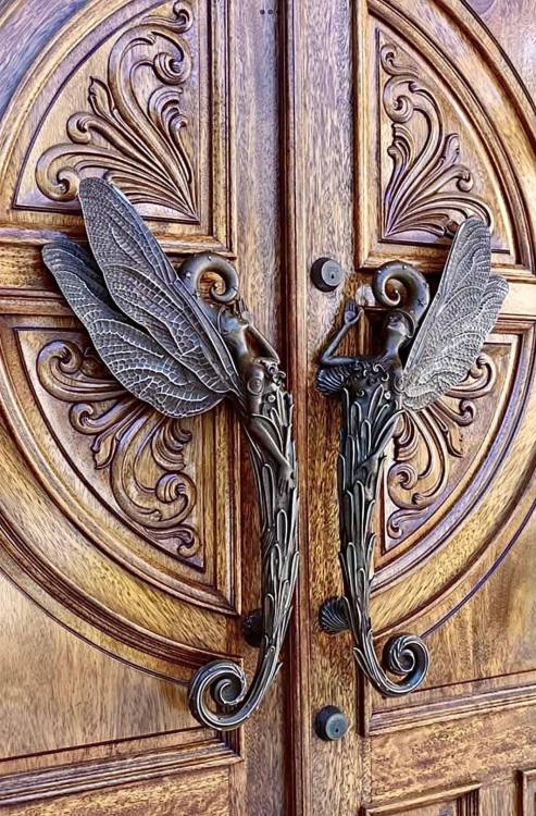 legendary-scholar:Dragonfly Door Handles, Art Nouveau (late 19th early 20th century).