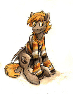 Kenket/DoubleDiamond did a fantastic little painting of Umber!! I absolutely flipped when I saw it, aaaaah! What a cute fluffy dorkShe also sketched him while we psuedo-shared a table at Babscon; was a blast! Her pony works don’t get nearly enough love,
