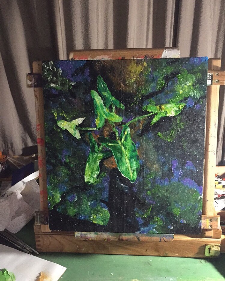 stripesofagiraffe:  My landscape painting class so far. We’ve had to do a painting