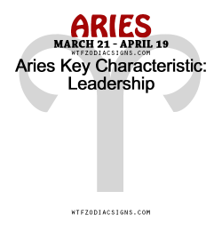 wtfzodiacsigns:  Aries Key Characteristic: Leadership   - WTF Zodiac Signs Daily Horoscope!  