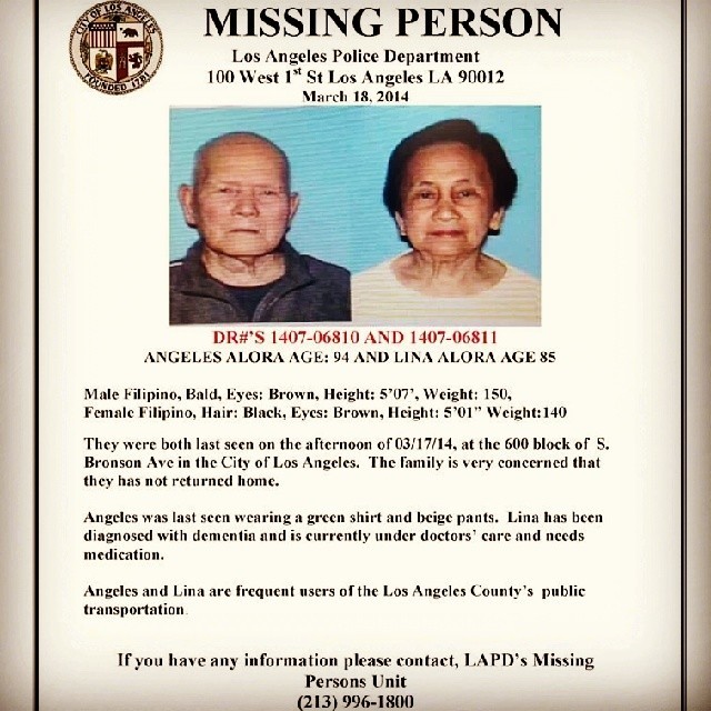   errrline:  My grandma (Lina Alora) and grandpa (Angeles Alora) were both last seen