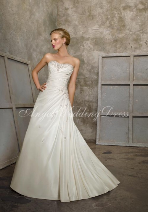 A-Line Floor Length Taffeta Beading/ Embroidery Wedding Dress Style WD62300