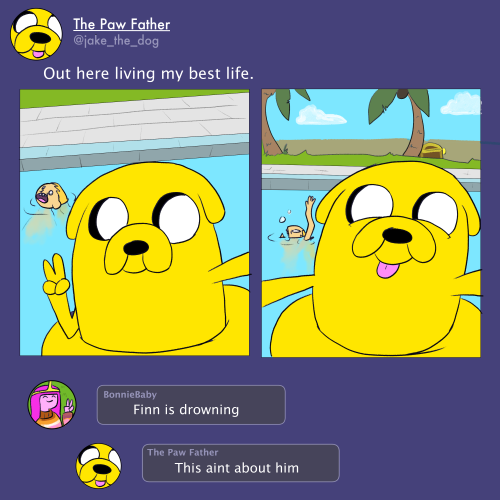 thetruewizardkitty:[ID: An illustrated tweet sent by Jake the Dog from adventure time. There are two