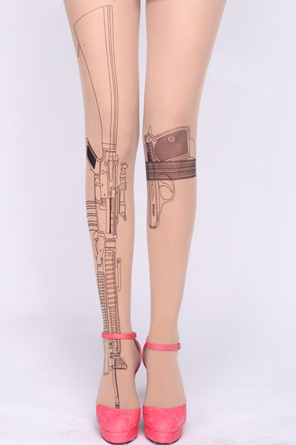 fashionpassionates:  Get yours: NUDE GUN PRINT TIGHTS Get yours: MINNIE TATTOO TIGHTS