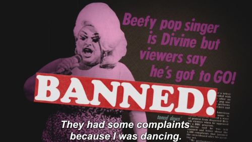 Porn Pics Divine about being banned on British TV,