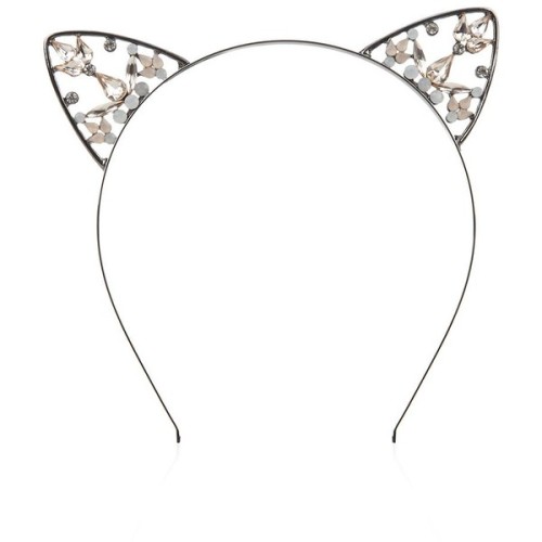 Pink Embellished Cat Ear Headband ❤ liked on Polyvore (see more embellished headbands)