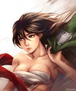 junepurrr: Mikasa is my favorite!! Painting her was fun!   &gt;/////&lt;  ~  Please do not edit/repost   twitter/dA   