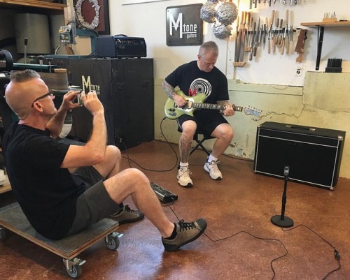 Guitar demo day part 1. High tech dolly and awesome player #ftw. #handmade #electricguitar #boutique