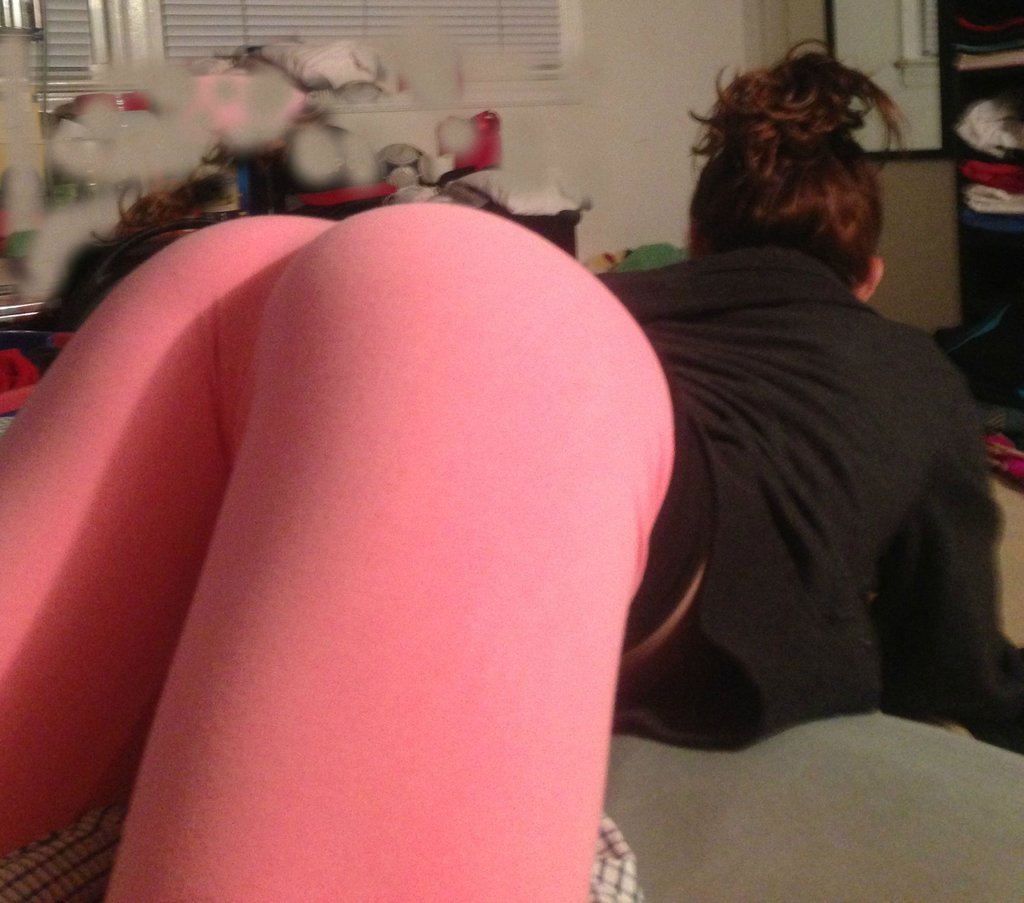 Girls bent over yoga pants