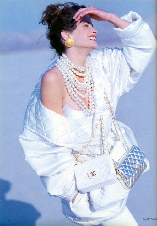 Stephanie Seymour “The Great White Way”, Vogue UK, July 1990 Photographed by Sante D&rsq