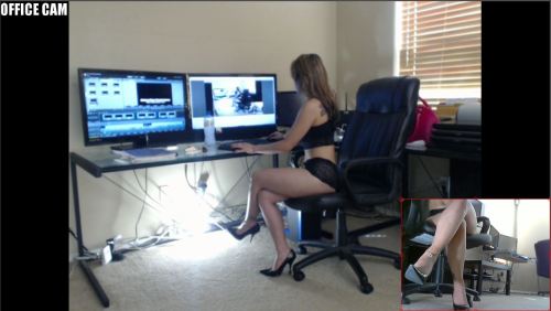 Streaming LIVE in the office in #highheels and #lingerie!  www.AsianaStarr.com