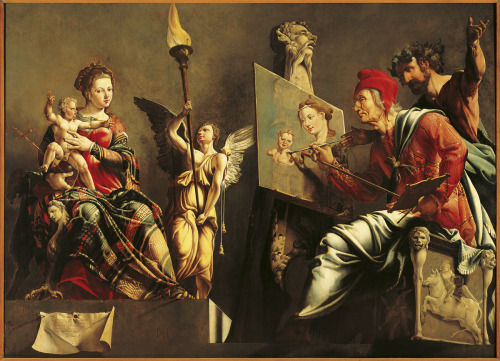 St Luke Painting the Virgin and Child (1532). Maerten van Heemskerck (Netherlandish, 1498-1574). Oil