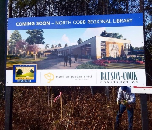The first sign for the North Cobb Regional Library is now up! The new 25,000-square-foot library wil
