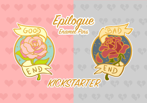 30mm Gold plated Soft Enamel pins inspired by the Epilogues of RPGs and Otome games. Choose pursuing