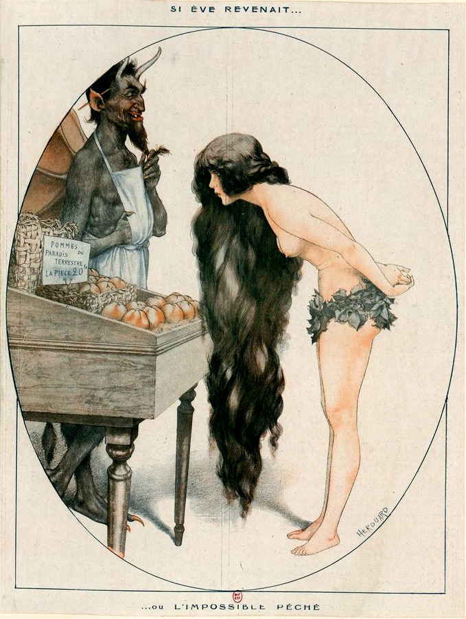 Chéri Hérouard (1881-1961), ‘If Eve returned…or The impossible sin’, from “La Vie Parisienne”, 1919
Source