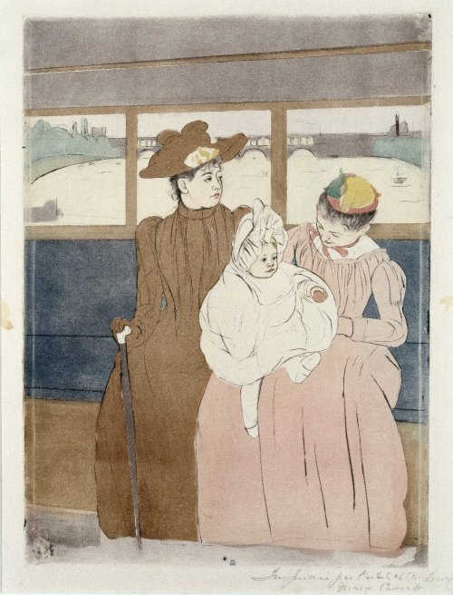 In the Omnibus (The Tramway), Mary Cassatt, 1890-1891, Brooklyn Museum: American ArtSize: 14 5/8 x 1