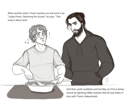 Falling In Love With Fanfiction About Bilbo Being An English Twink And Thorin Being American Metalhead.