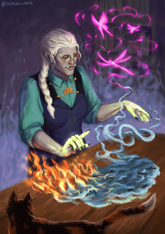 our dnd group did a secret santa exchange again this year, this time i got @wincerind!!! they requested their warlock Shaz doing...