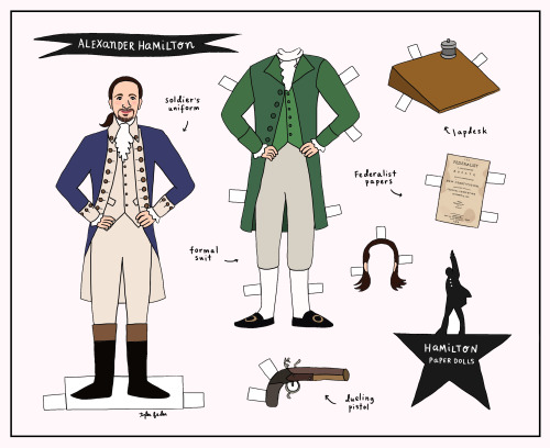 Hello friends!  Here’s a recent freelance project I just finished – Hamilton paper dolls for t