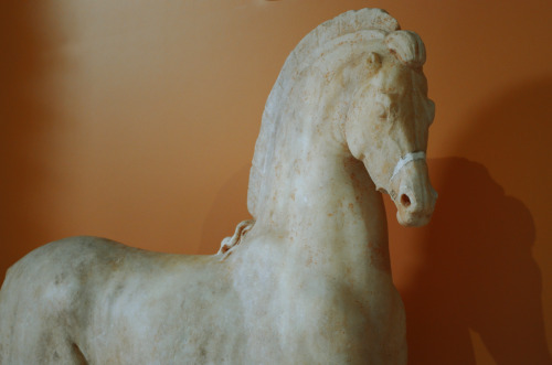 greek-museums:Archaeological Museum of Ancient Sicyon:Marble statuette of a pony with archaising fea
