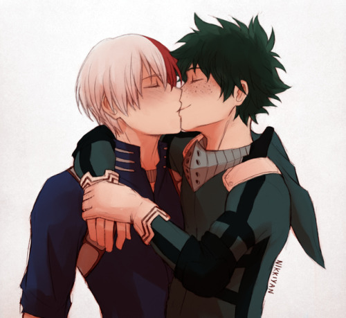 nikkiyan: TodoDeku kiss ♥ (This is the first drawing kiss i make envolving BNHA characters! *0*)