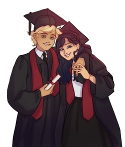 imchatnoir:  I commissioned the lovely @nikadonna for this wonderful Adrienette graduation AU piece. ♡  