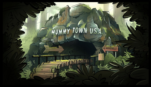 hjmichelle:Backgrounds that I worked on for tonight’s episode on Gravity Falls ‘Roadside Attractio