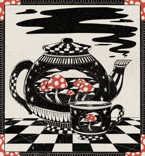 Mushroom Tea Set A little bit Alice in Wonderland. I have prints available in my shop!https://www.in