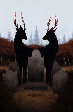 dappermouth:Two stags stood, like mourners, out among the weathered graves.