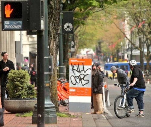 Graff following the May Day 2017 demo in Portland, Oregon