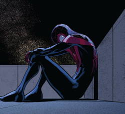 superheroesincolor:  Ultimate Comics Spider-Man Vol 2 #10 (2014)Spider-Man (Miles Morales) Story: Brian Michael Bendis, art: David Marquez
